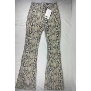 NWT Frame Women’s Size 27 Cream Snake Print Serpent Le High Flare Jeans
